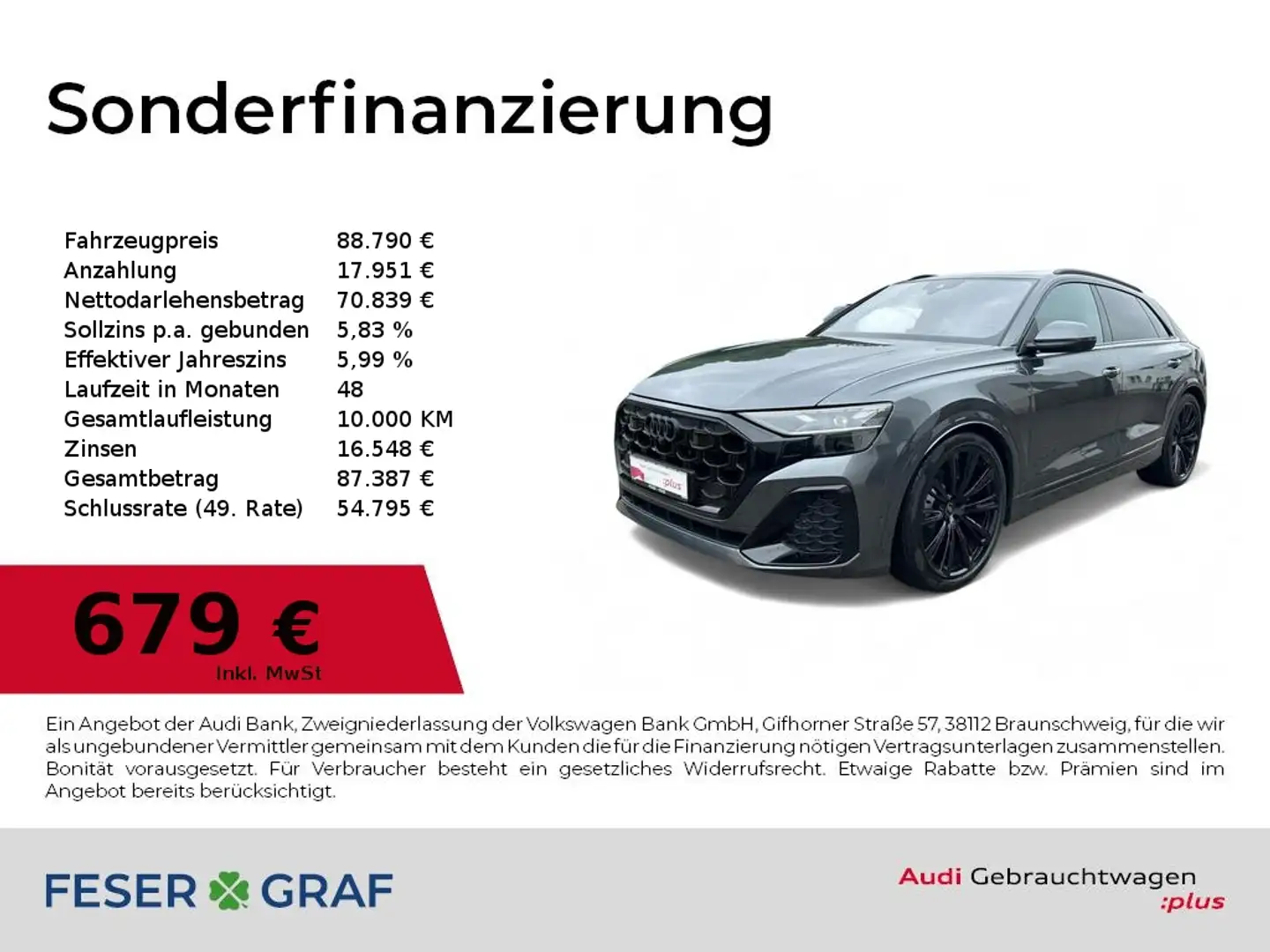 Audi Q8 50 TDI quattro ARL/B&O/4xSHZ/Pano/AHK/Matrix Grau - 1