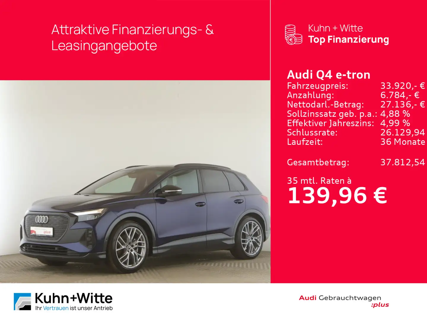 Audi Q4 e-tron 50 quattro *Pano*ACC*LED*RFK*MMI-Plus Blauw - 1