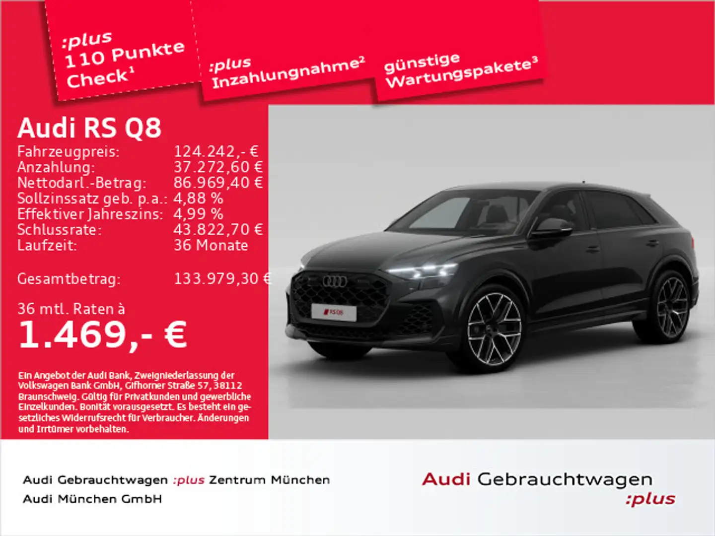 Audi RS Q8 tiptr. Dynamik+/RS-AGA/StdHzg/AHK/HD-Matri Schwarz - 1