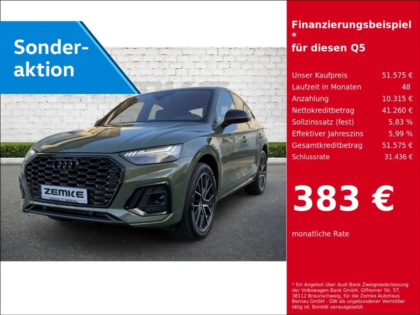 Audi Q5 35 TDI Sportback S-tronic S line business Navi Led Groen - 1