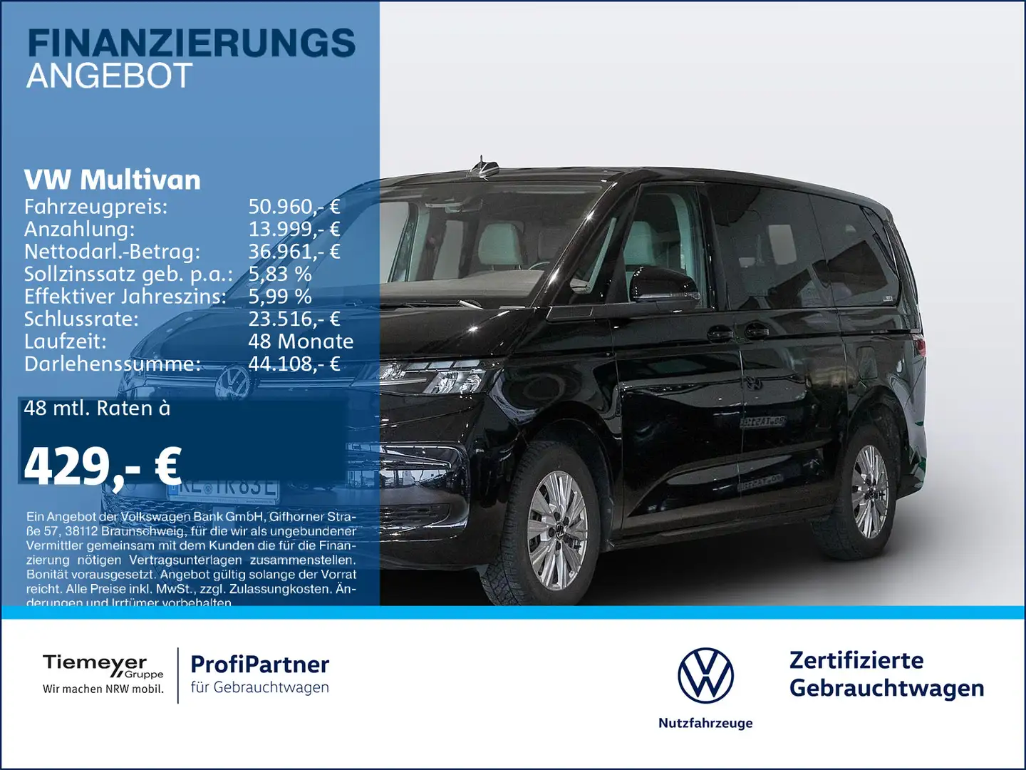 Volkswagen T7 Multivan T7 Multivan eHybrid lang LIFE 7-SITZE LM17 AREAV Schwarz - 1