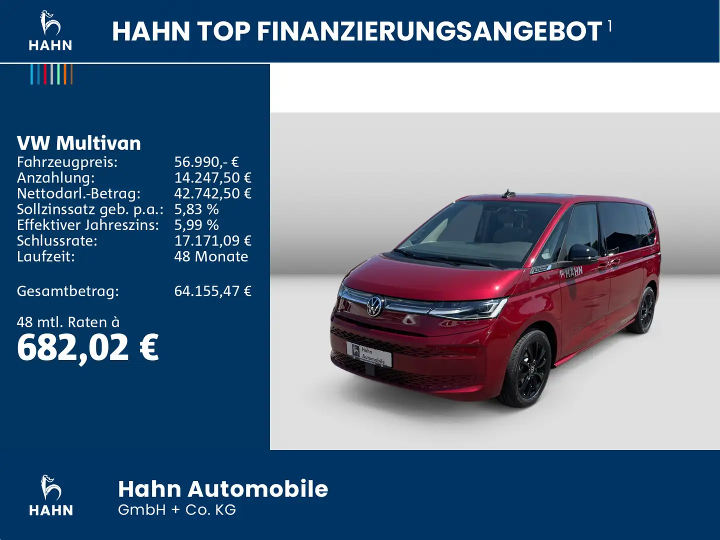 Volkswagen T7 Multivan GOAL 2,0TDI 110kW DSG GUTE-NACHT-PAKET Rot - 2