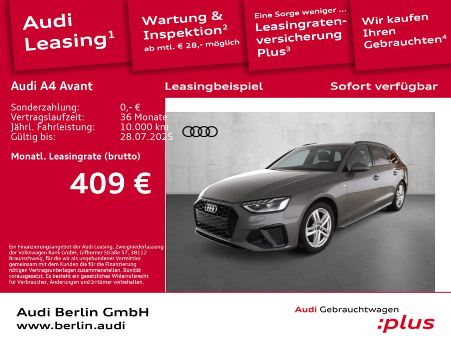 Audi A4 S line 35 TFSI S tr. RFK LED PDC NAVI Grau - 1