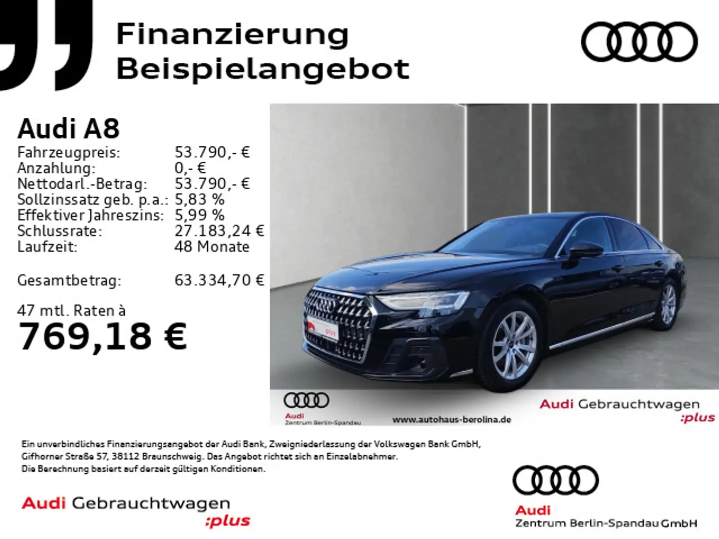 Audi A8 50 TDI qu. tiptronic *HD-MATRIX*ACC*R-CAM* Zwart - 1