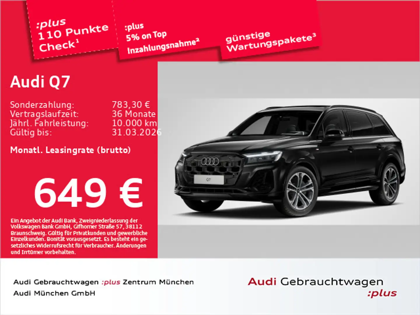Audi Q7 55 TFSI qu. S line Pano/7-Sitzer/AHK/Matrix Schwarz - 1