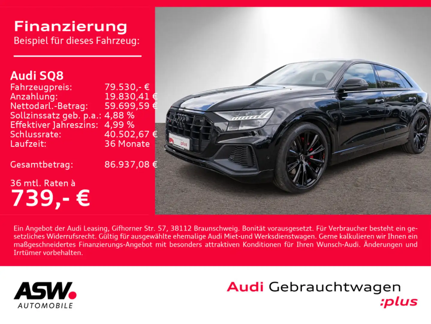 Audi SQ8 4.0 TFSI quattro Navi Matrix Pano StandHz VC Schwarz - 1