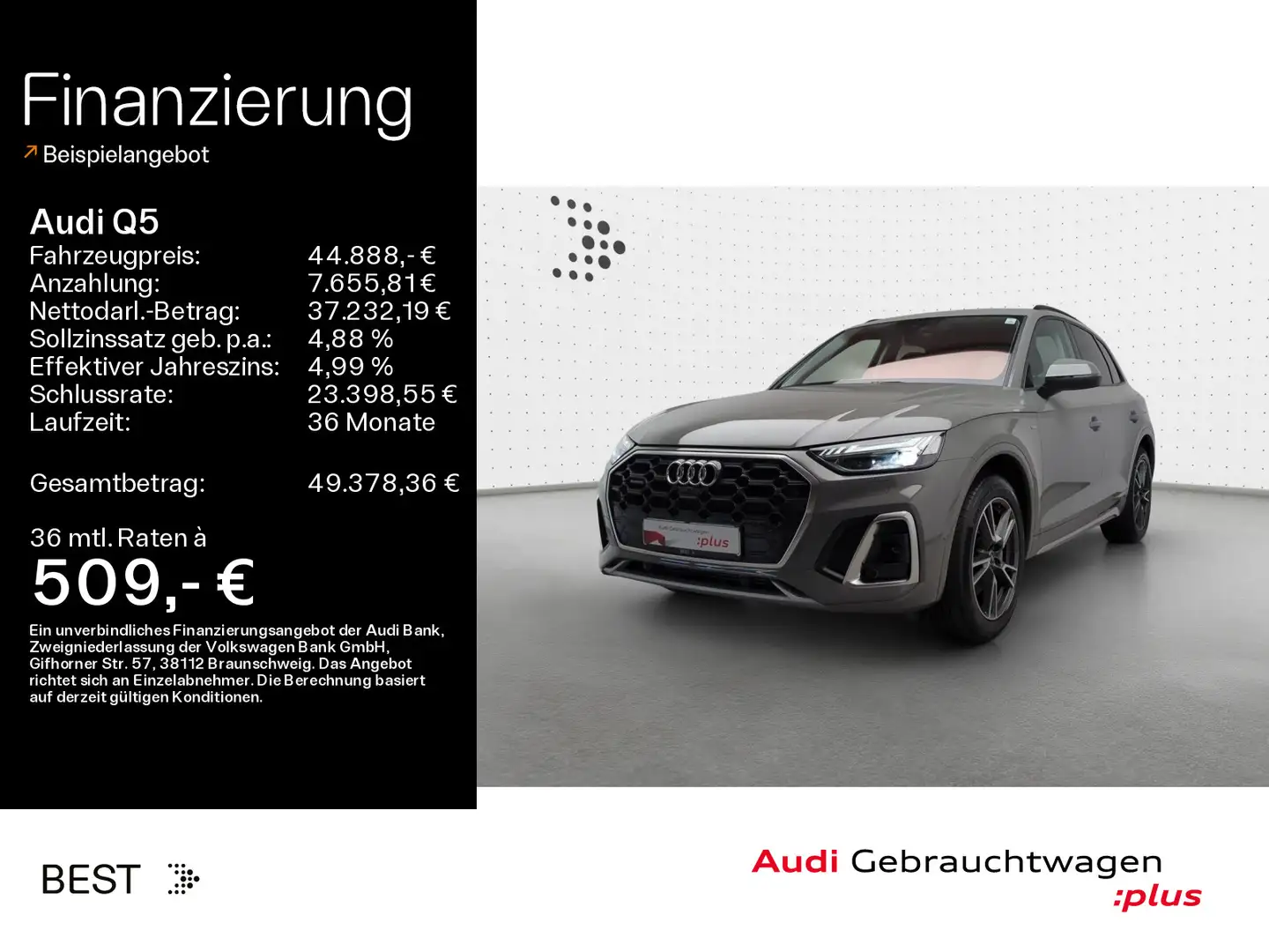 Audi Q5 S line 55 TFSI e qu. Air*AHK*Pano*Tour*Matrix Grau - 1