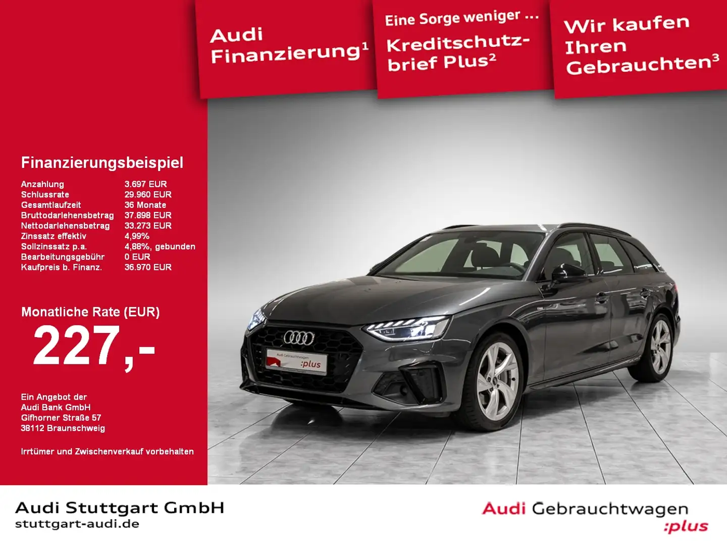 Audi A4 Avant S line 40 TDI S tronic Pano ACC VC Gris - 1