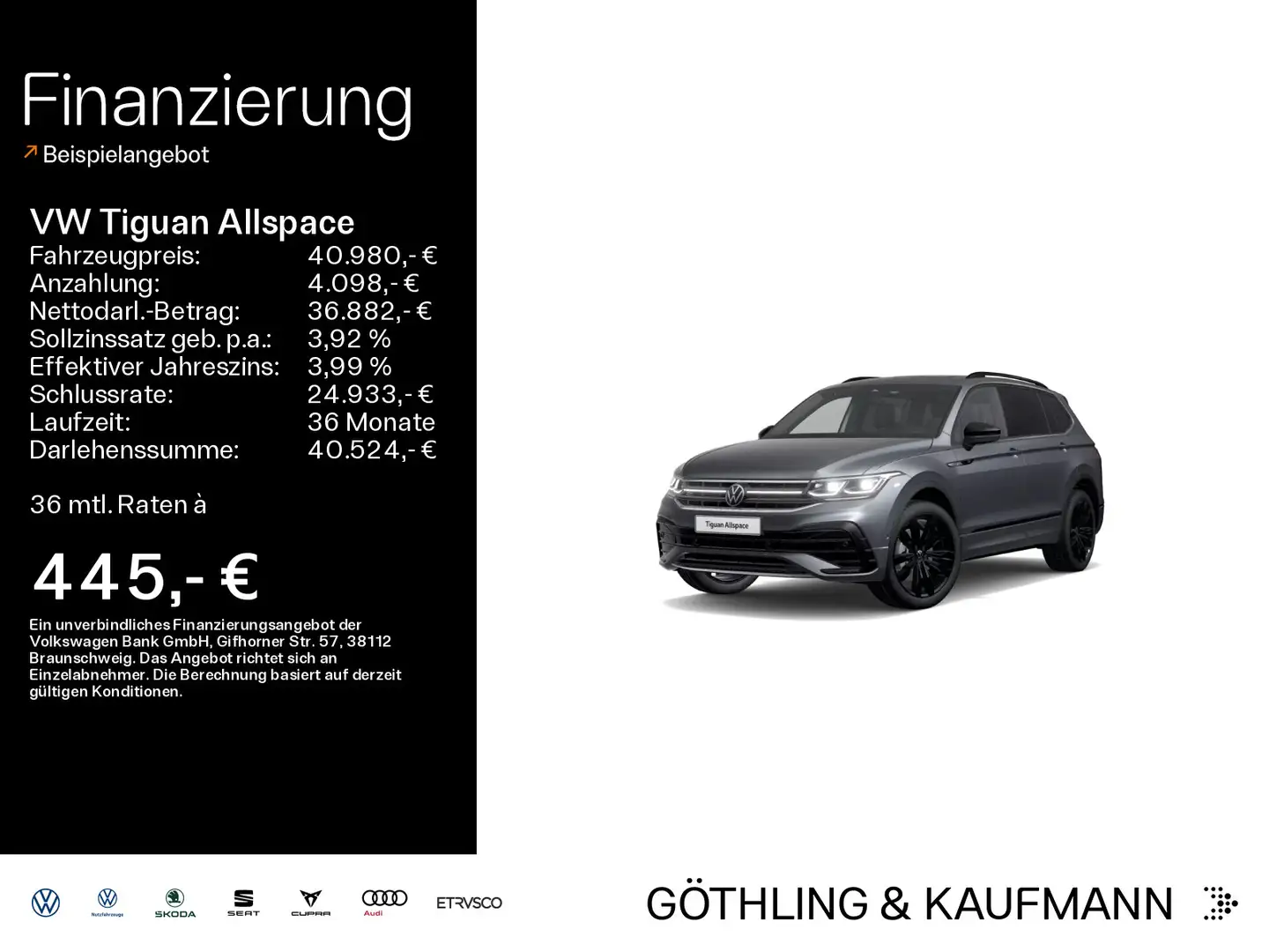 Volkswagen Tiguan Allspace R-Line 4M 2.0TSI 180kW*NAVI*PANO Grau - 1