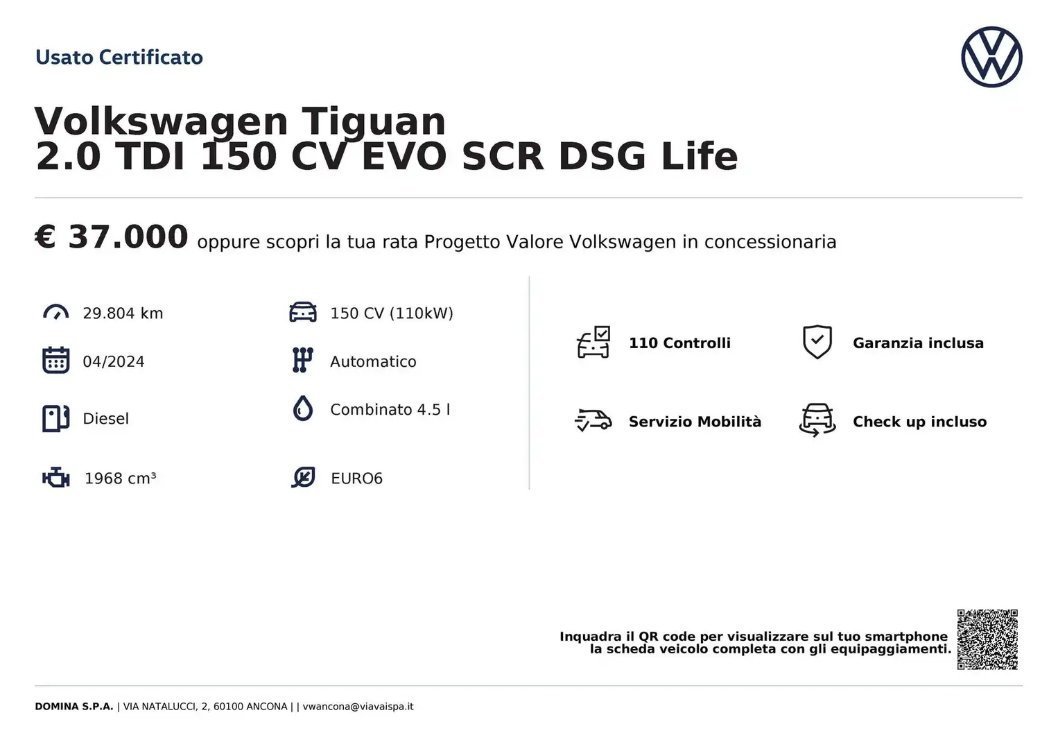 Volkswagen Tiguan 2.0 TDI 150 CV EVO SCR DSG Life Nero - 2