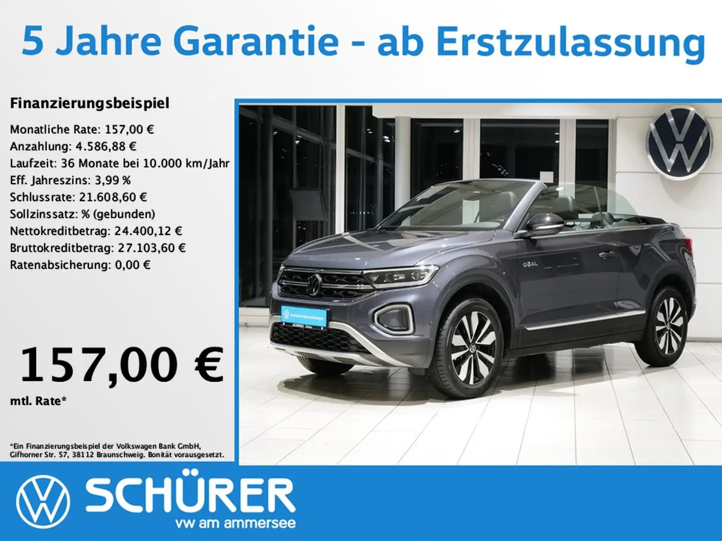 Volkswagen T-Roc Cabriolet Goal AHK RKam LedPlus Totwinkel Gris - 1