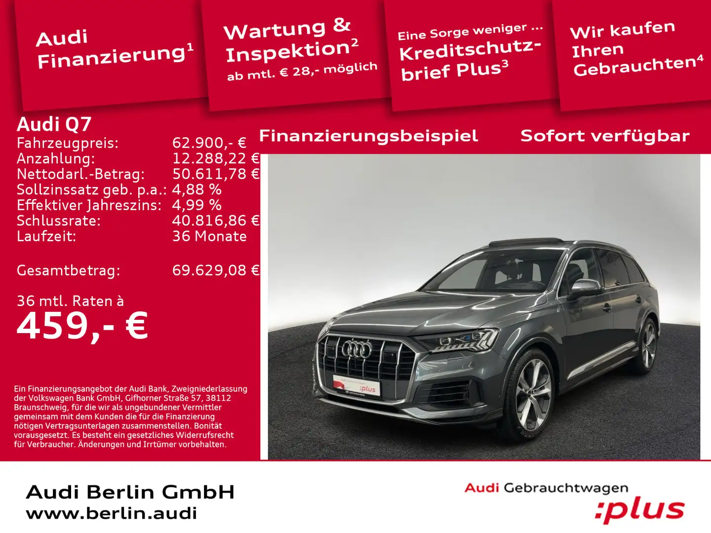 Audi Q7 55 TFSI e qu.tiptr. NACHTS PANO HUD MATRIX 36 Grau - 1
