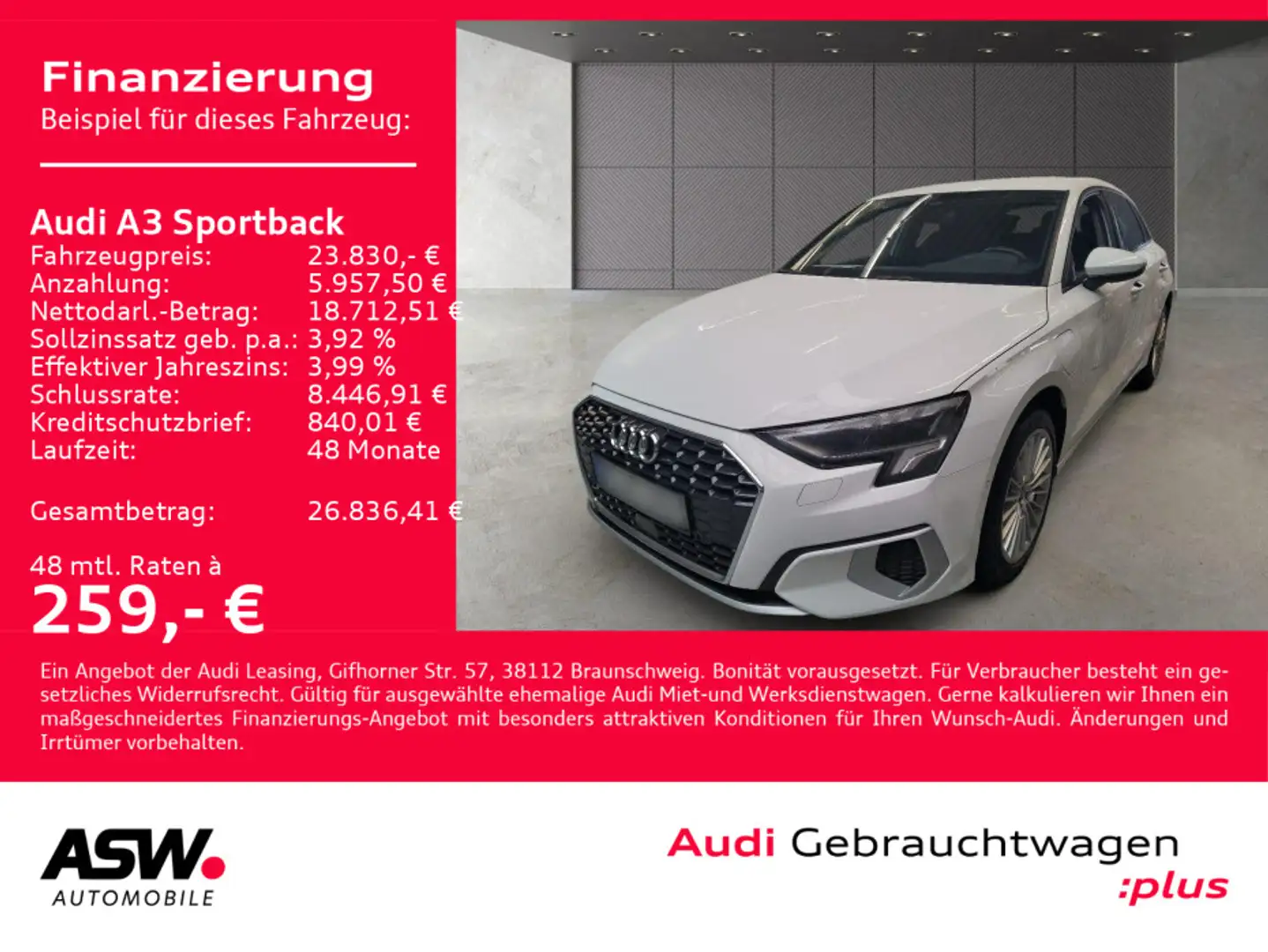 Audi A3 advanced 40TFSI e Stron LED Nav PDC Weiß - 1