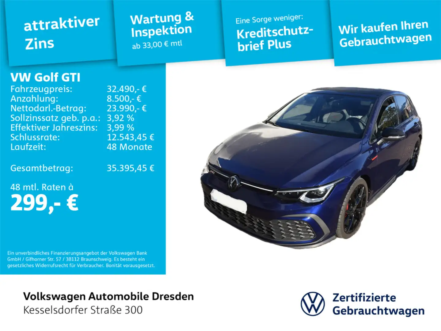 Volkswagen Golf GTI Golf VIII GTI 2.0 TSI DSG ACC Kamera Navi LED Blau - 1