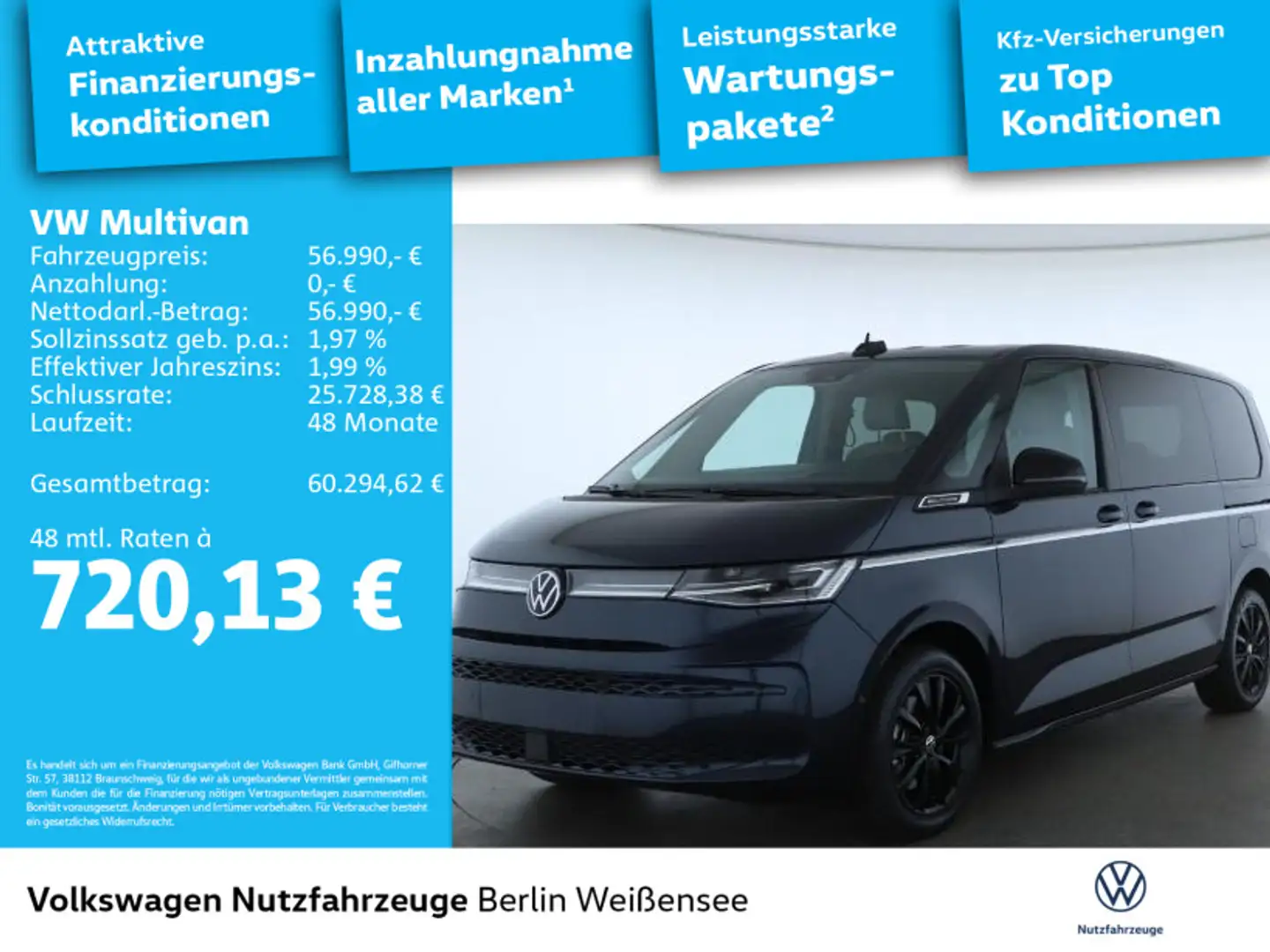 Volkswagen T7 Multivan T7 Multivan 1.4 TSI eHybrid Style *DSG*7-SITZ*AP Blau - 2