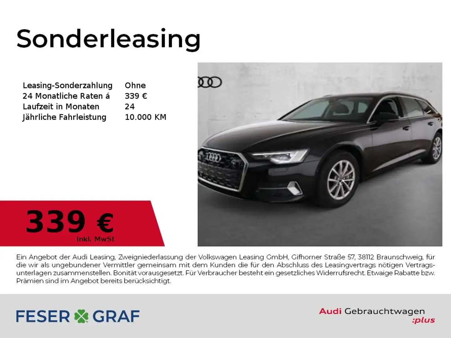Audi A6 Avant 45 TFSI Matrix/Leder/ACC/AHK/Sitzbel/18 Schwarz - 1
