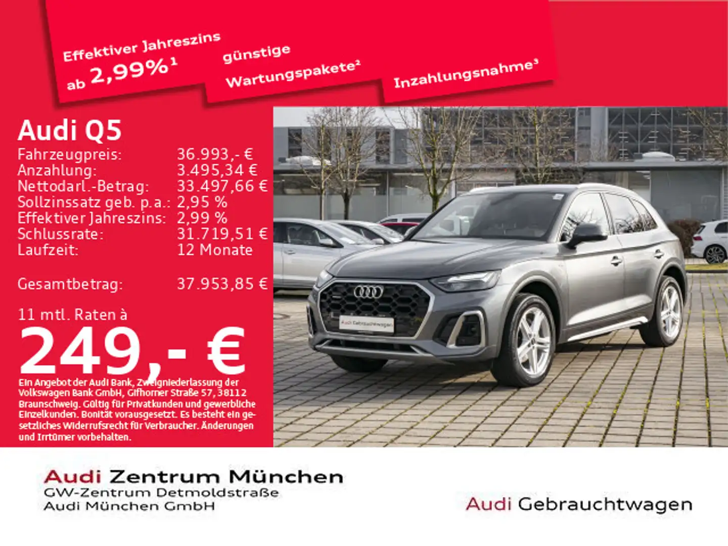 Audi Q5 40 TDI qu. S tronic 2x S line AHK/Virtual/Kam Grau - 1