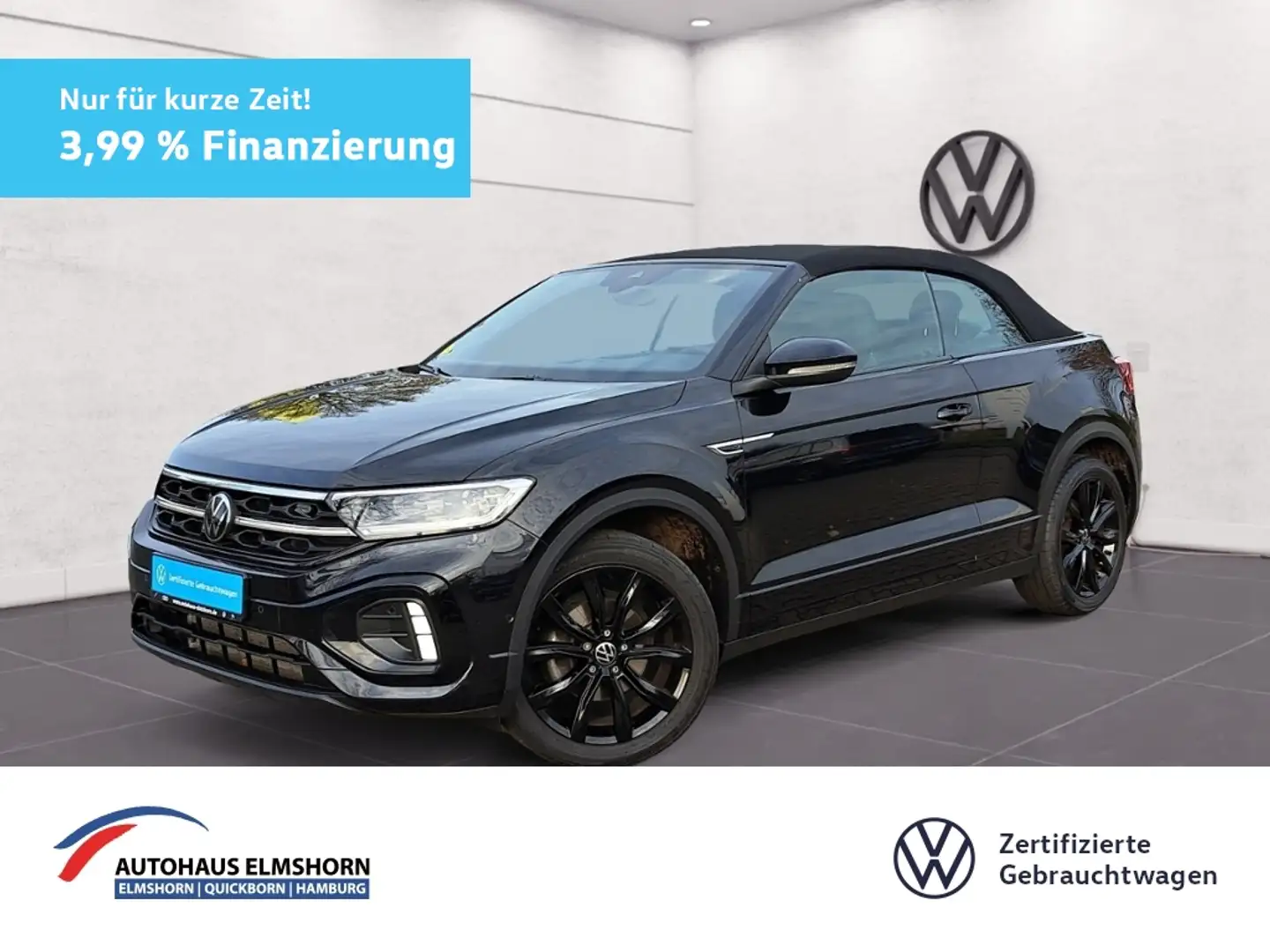 Volkswagen T-Roc Cabriolet R-Line 1.5 TSI DSG 3,99% AHK NAV APP KA Schwarz - 1