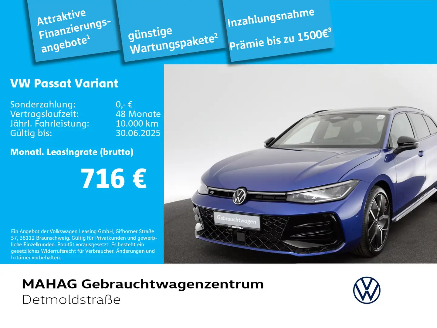 Volkswagen Passat Variant 2.0 TDI 4Mot R-Line AHK Leder IQ. Blau - 1