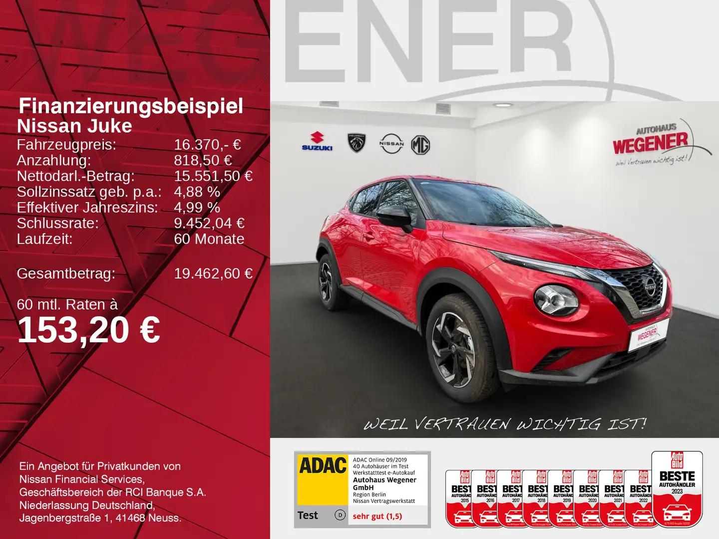 Nissan Juke JUKE N-STYLE 1.0 DIG-T 114PS 6MT 17"LM Bes. DESI Rot - 2
