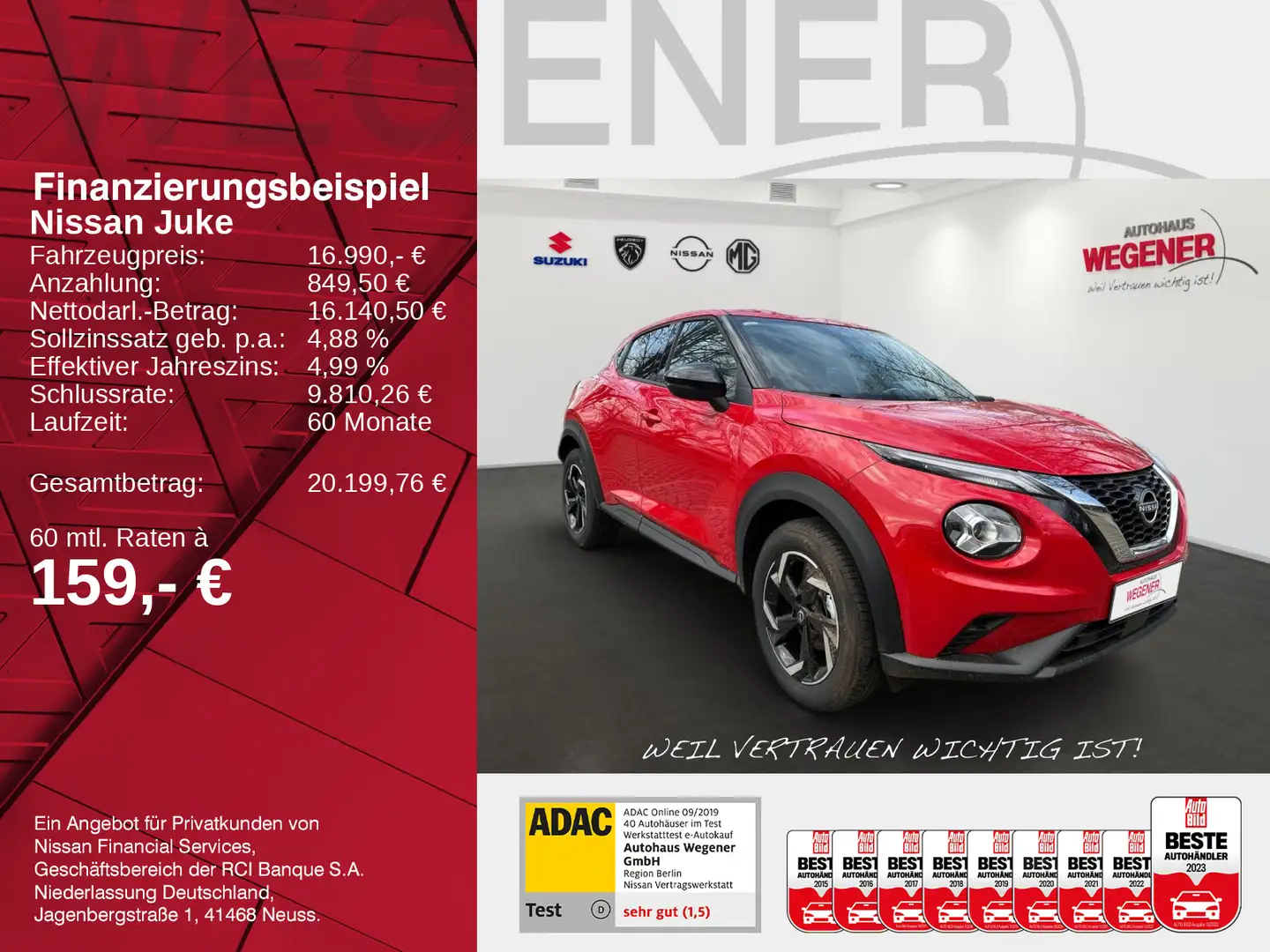 Nissan Juke JUKE N-STYLE 1.0 DIG-T 114PS 6MT 17"LM Bes. DESI Rot - 2