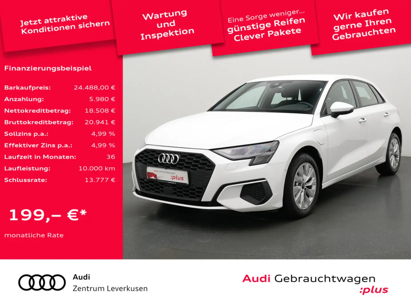Audi A3 Sportback e S tronic ACC AHK KLIMA LED PDC Weiß - 1