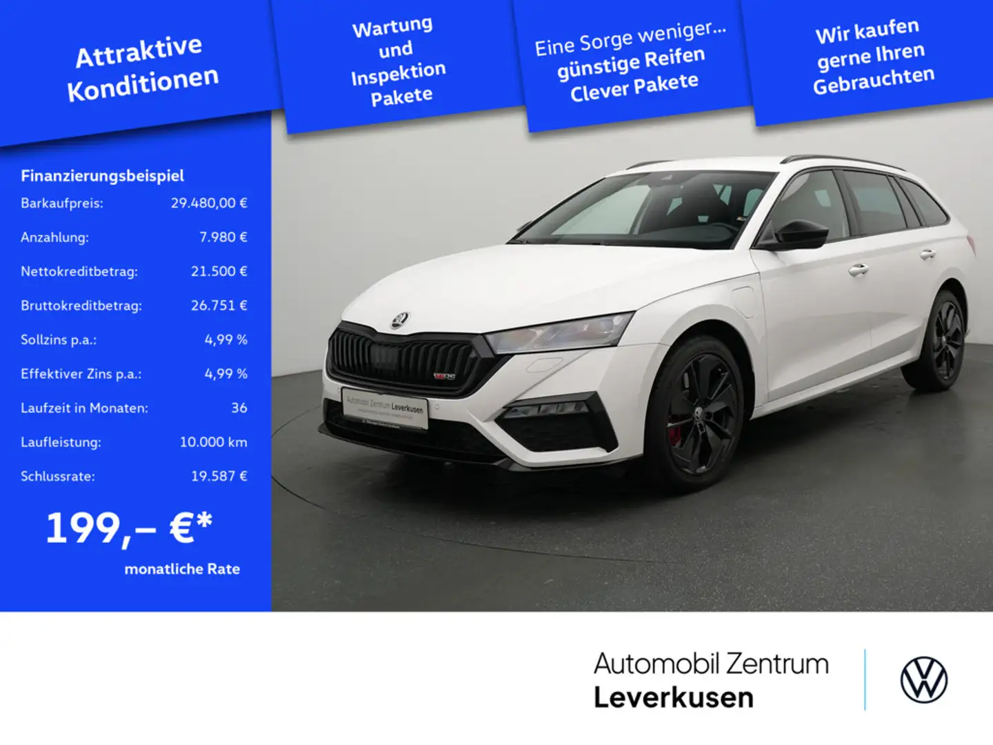 Skoda Octavia RS Combi iV AHK VIRT CARPLAY LED SHZ Weiß - 1