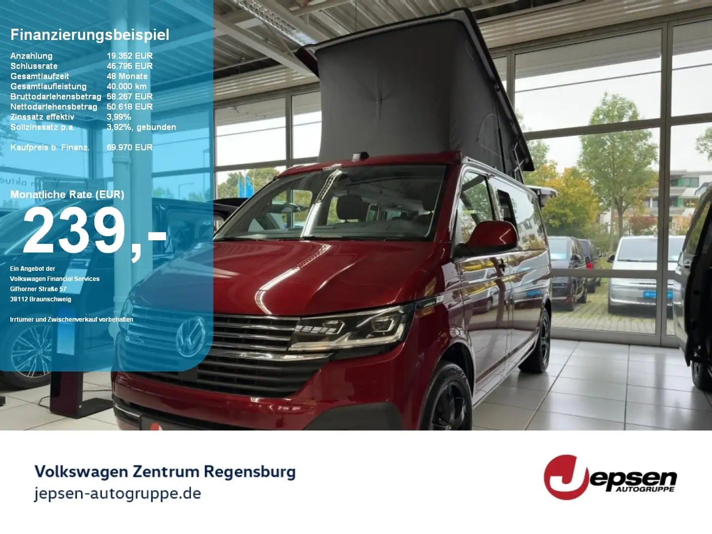 Volkswagen T6.1 California BeachTour DSG 4Motion AHK STHZ Roşu - 1