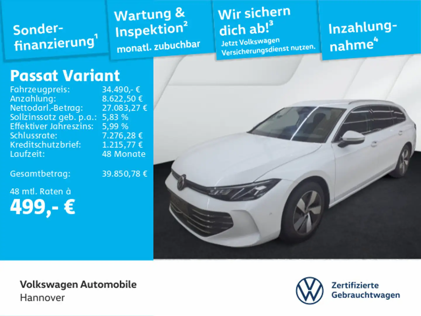 Volkswagen Passat Variant 2.0 TDI DSG Business Navi AHK LED Weiß - 1
