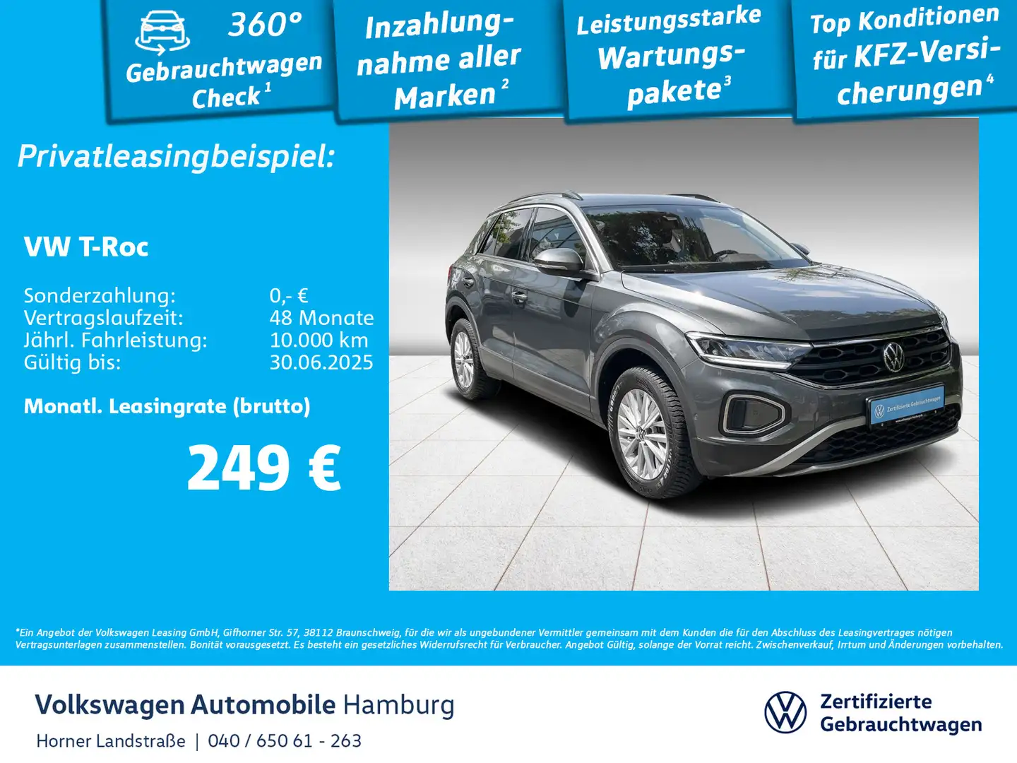 Volkswagen T-Roc 1.0 TSI Life PDC Klima Navi Sitzhzg Grau - 1