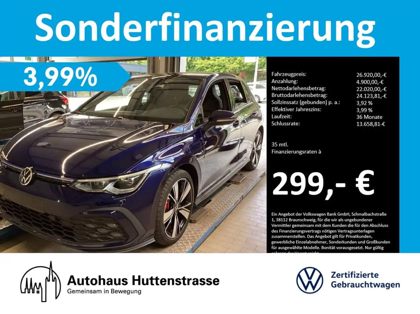 Volkswagen Golf VIII GTE DSG NAVI PANO KAMERA LM18 Blau - 1