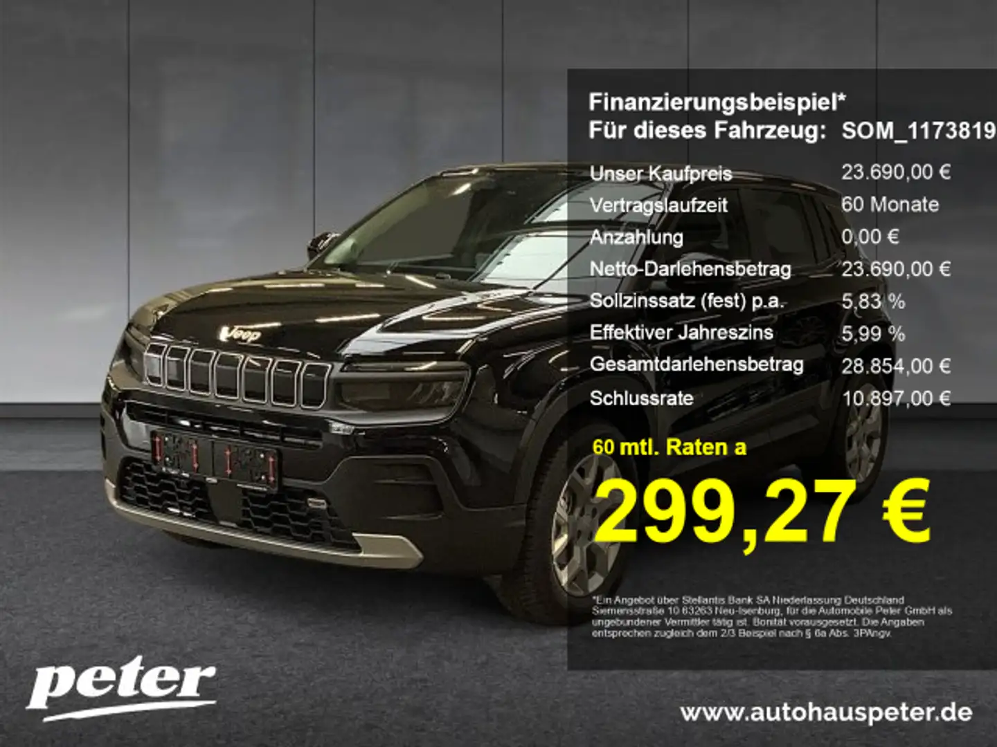 Jeep Avenger Avenger Benziner MY24 Altitude 1.2 T3 MT FWD Schwarz - 1