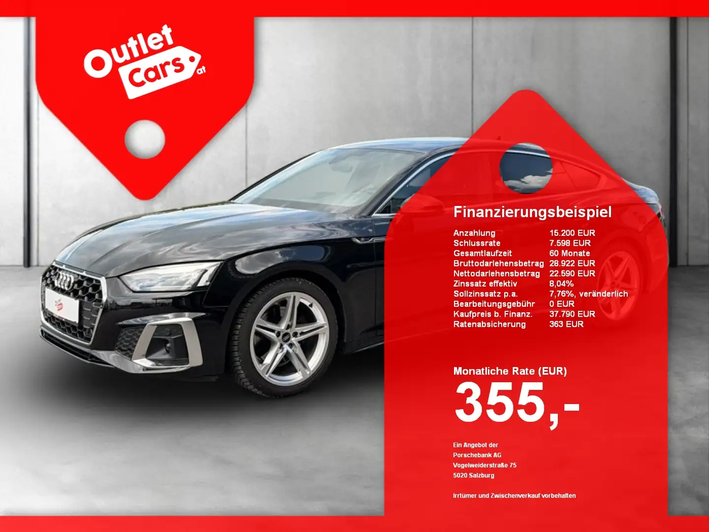 Audi A5 Sportback 30 TDI S line LED+NAVI+RADAR+PDC Schwarz - 1