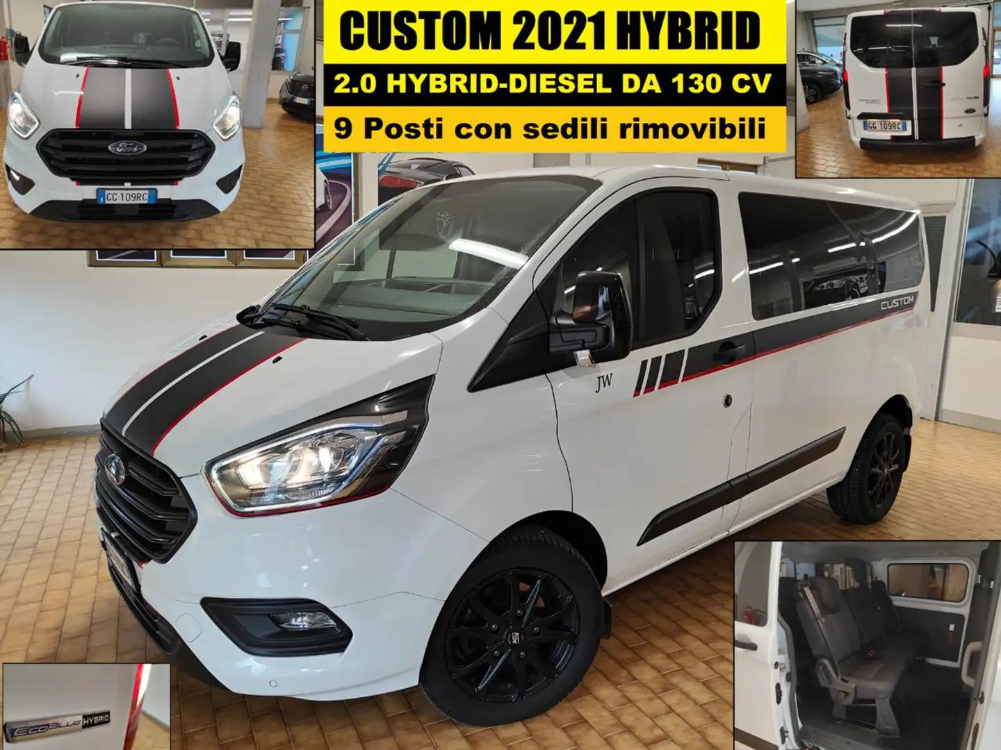Ford Transit Custom 320 HYBRID-DIESEL 9 POSTI 2021 CC 2.0 Blanco - 1