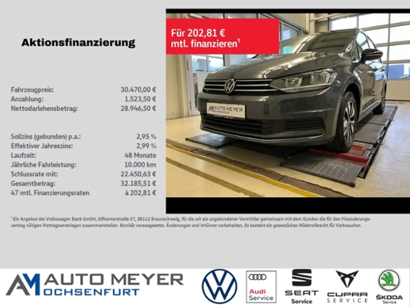 Volkswagen Touran GOAL 1.5 TSI Navi Kamera 7Sitzer ACC Grau - 1