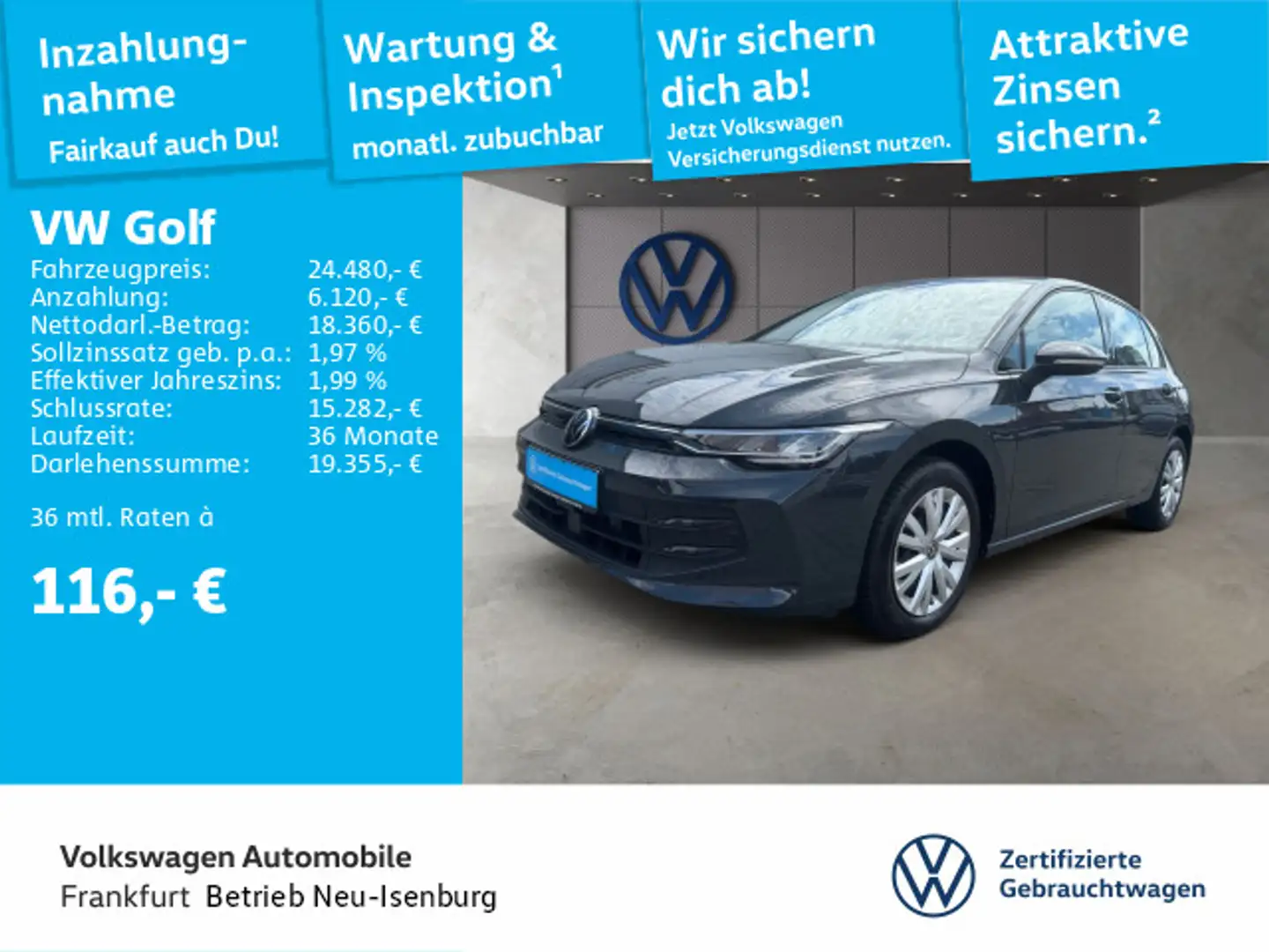Volkswagen Golf VIII 2.0 TDI LED-Scheinwerfer mit Tagfahrli Grau - 1