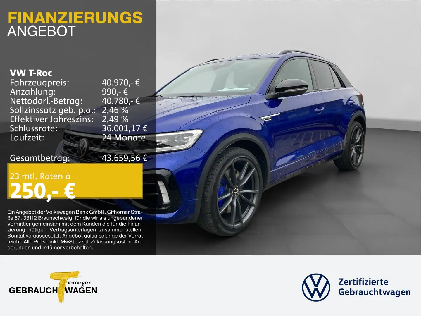 Volkswagen T-Roc 4M R BLACK STYLE PANO AKRAPOVIC AHK LM19 D Blau - 1