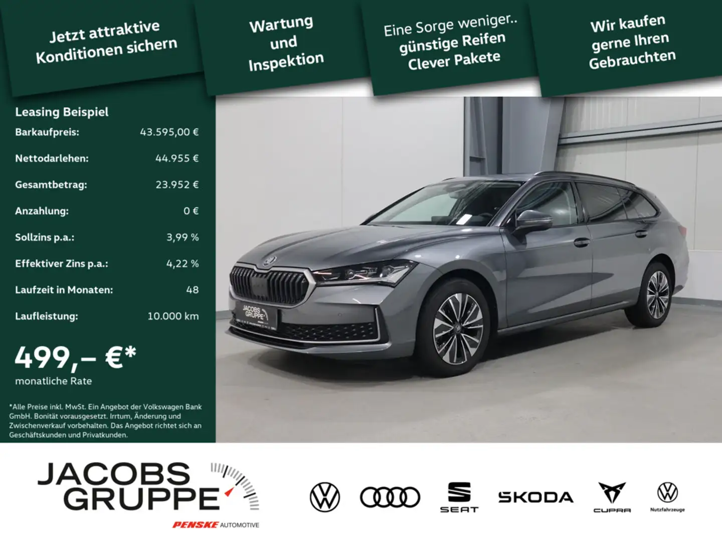 Skoda Superb Combi 2.0 TDI Selection AHK,Pano,Stand Grau - 1