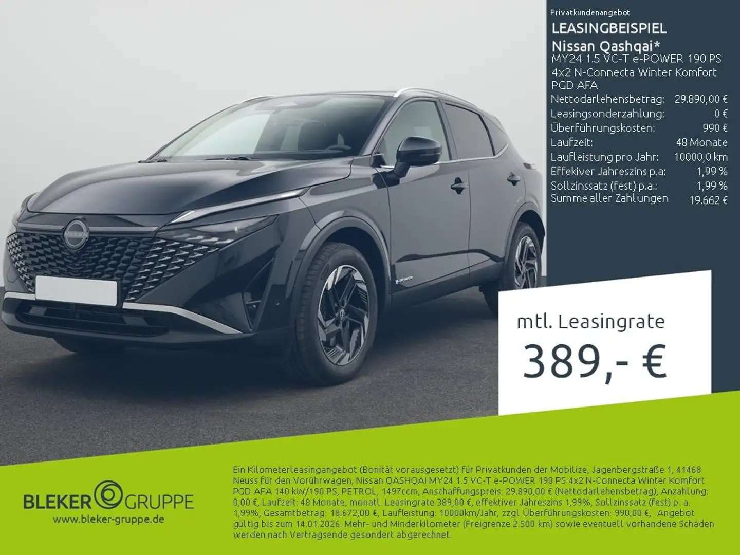 Nissan Qashqai MY24 1.5 VC-T e-POWER 190 PS 4x2 N-Connecta Winter Schwarz - 1
