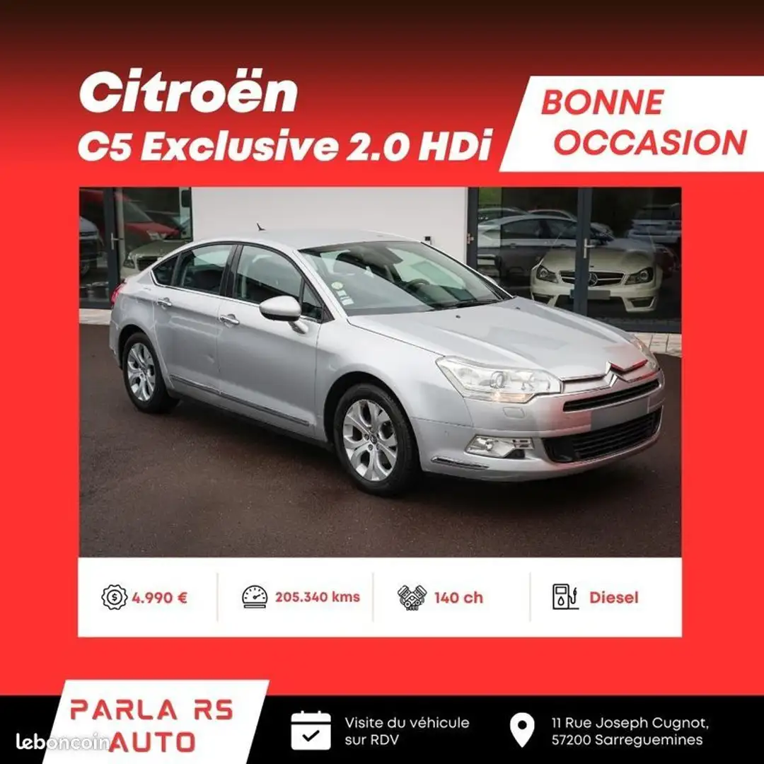 Citroen C5 Citroën Exclusive 2.0 HDi 16V 140ch Gris - 1