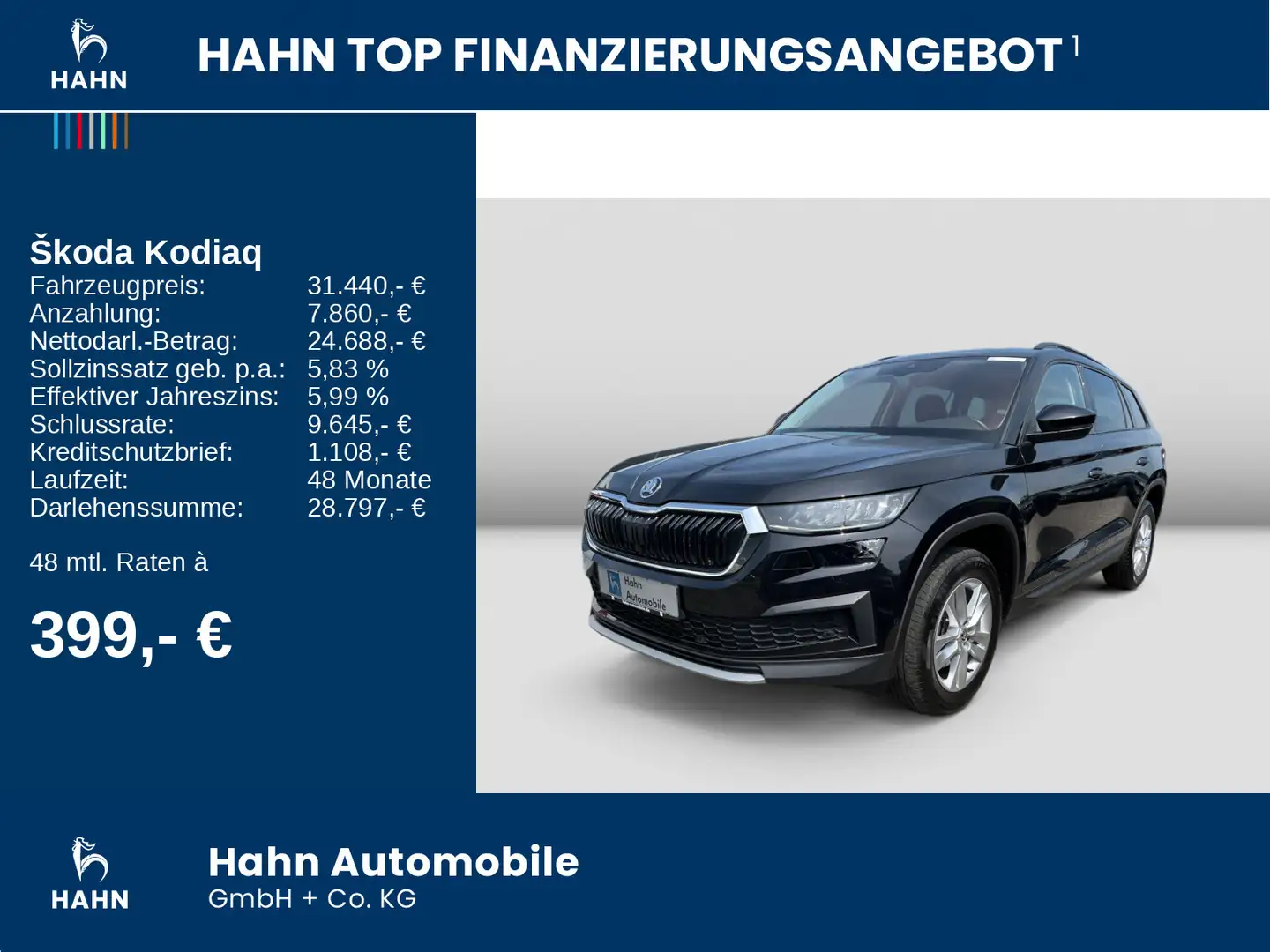 Skoda Kodiaq 2.0TDI DSG Ambition ACC AHK LED Navi Pano Schwarz - 2