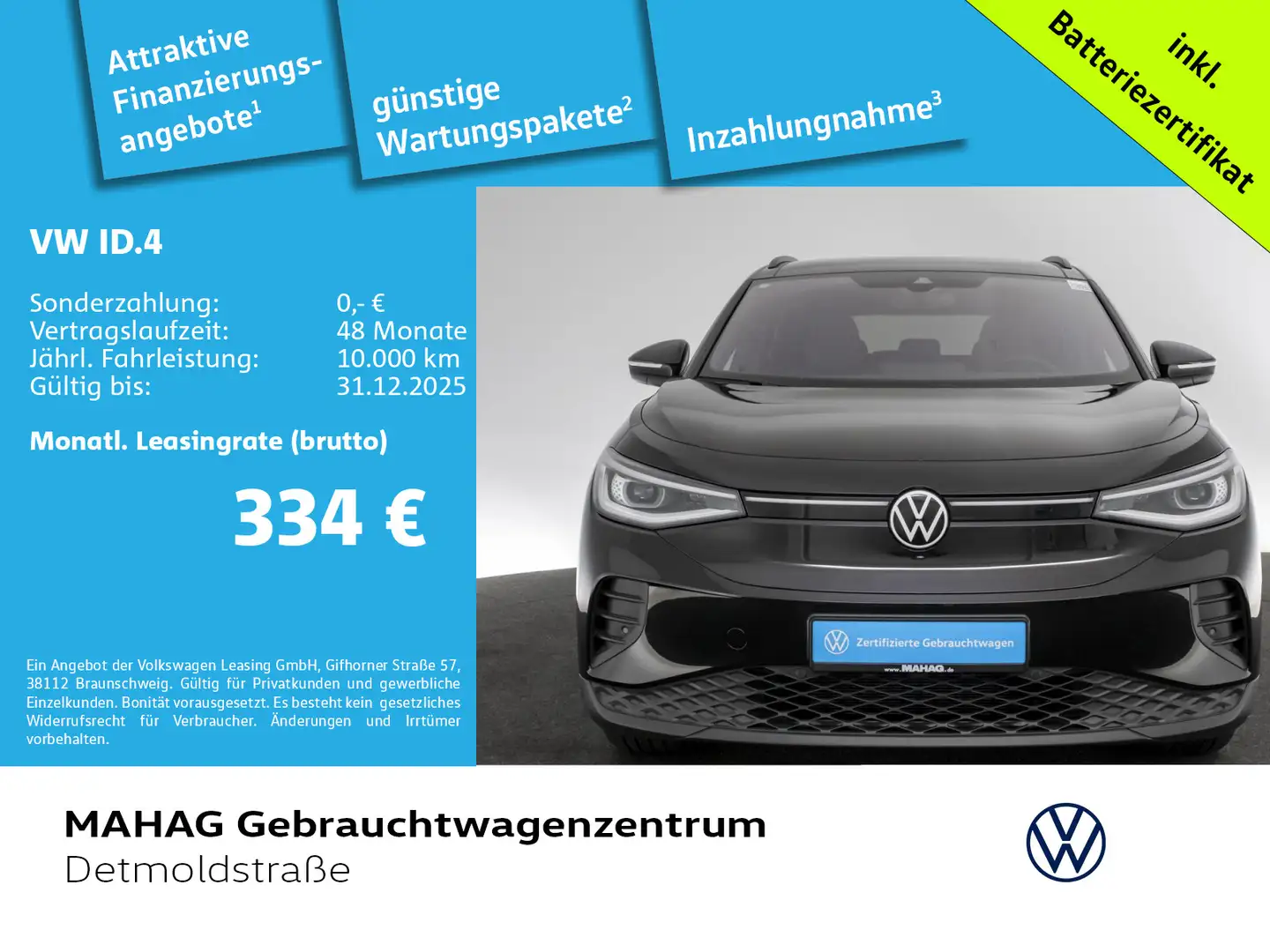 Volkswagen ID.4 Pure 125kW WärmePu Pano NaviPro IQ.LIGHT AC Schwarz - 1