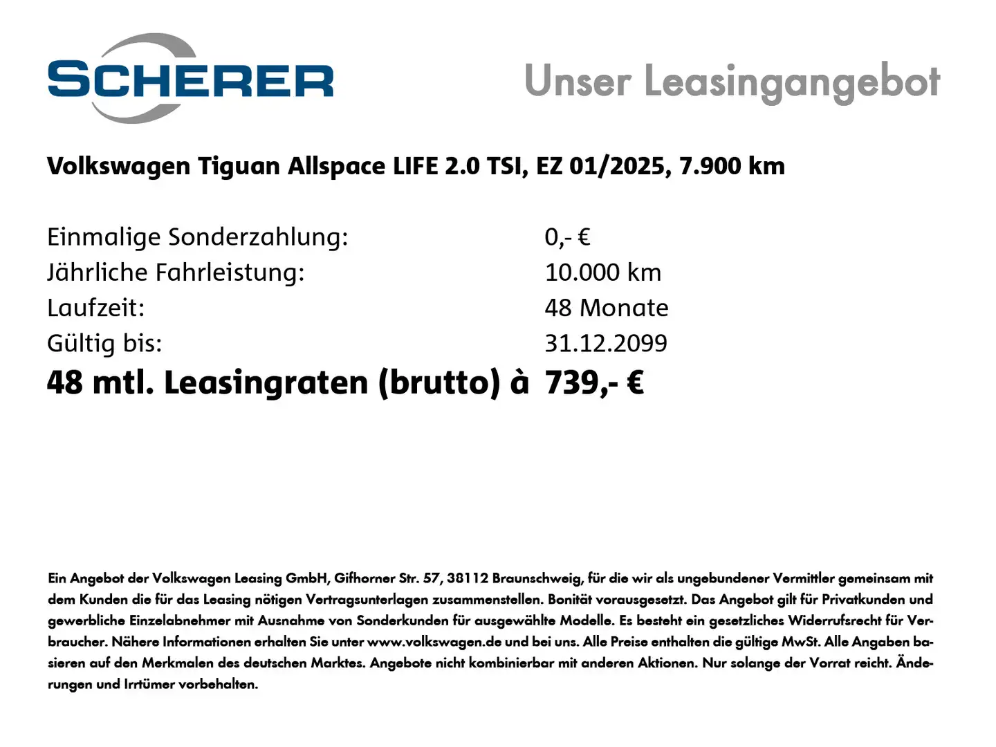 Volkswagen Tiguan Allspace Life 2,0 l TSI 190 PS  DSG7 Schwarz - 2