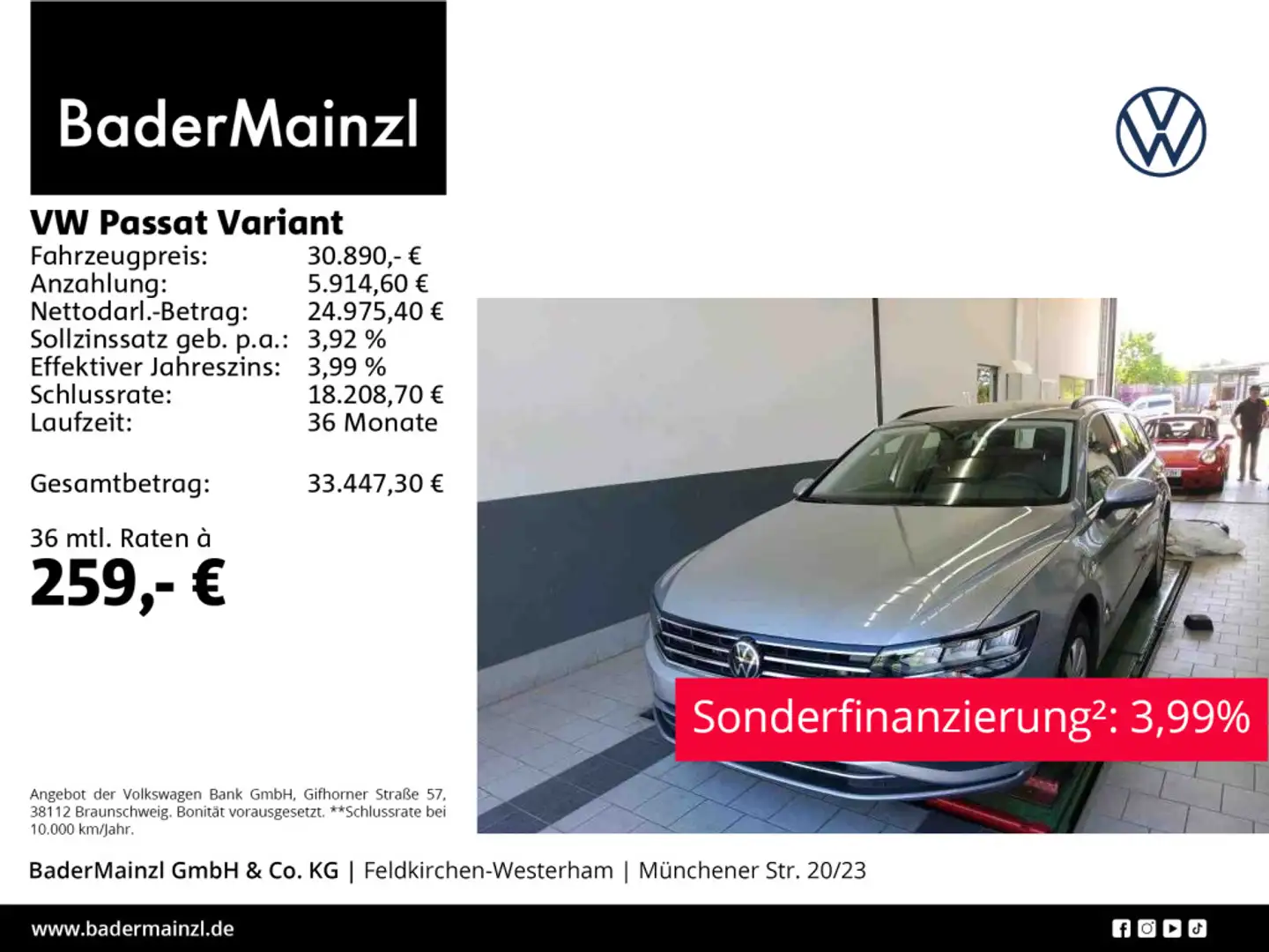 Volkswagen Passat Variant 2.0 TDI 4M DSG Business LED Kam. Argent - 1