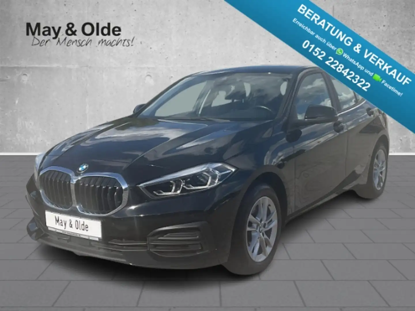 BMW 118 d Aut T-Leder AHK Navi LED Klimaaut SHZ PDC Schwarz - 1