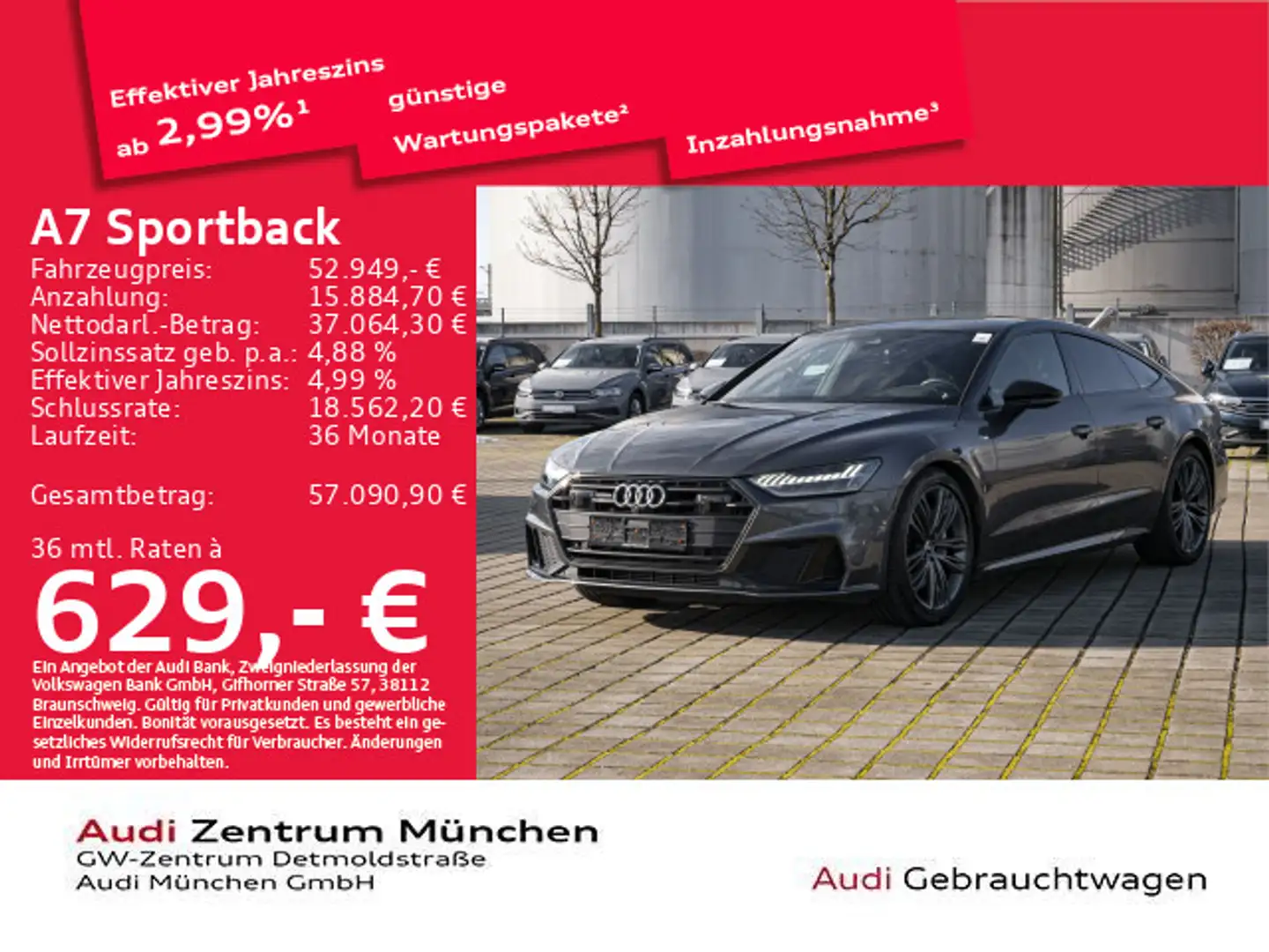 Audi A7 50 TFSI e qu. S line Pano/B&O/HuD/M Grau - 1