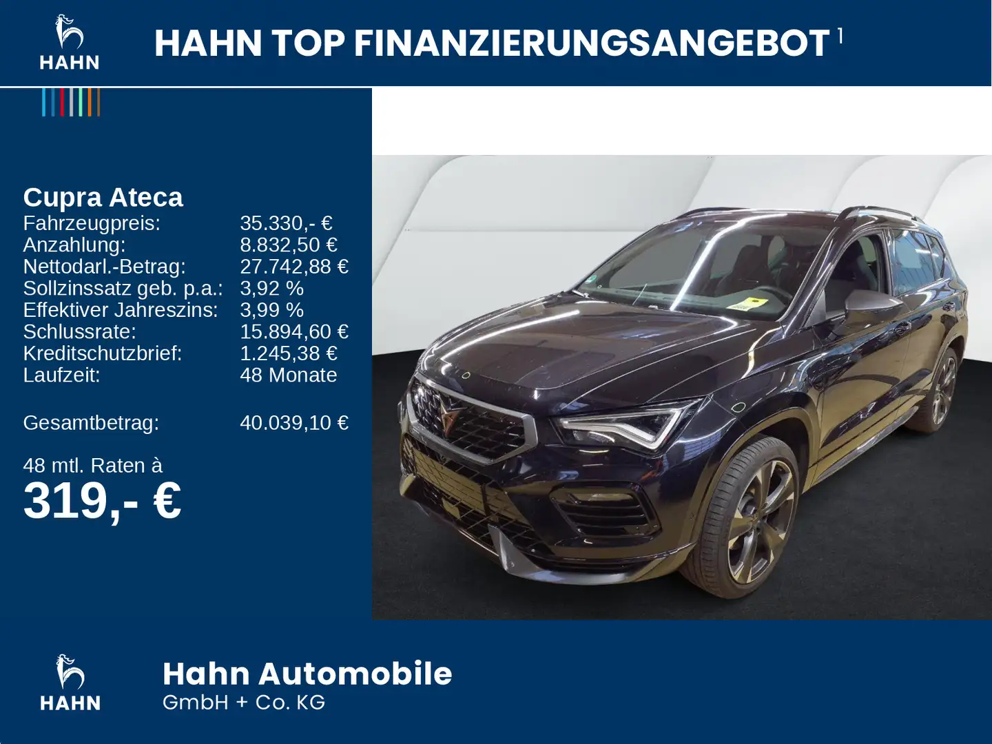 CUPRA Ateca 2.0TSI  DSG 4Drive LED AHK Nav ACC CAM APP Schwarz - 2