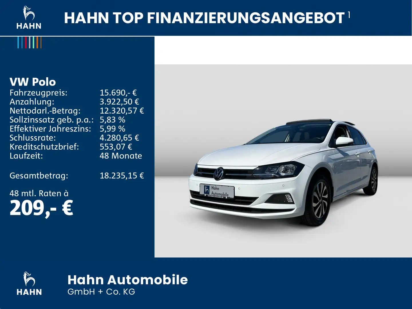 Volkswagen Polo 1.0 TSI Active Pano Virtual App-Connect bea Weiß - 2