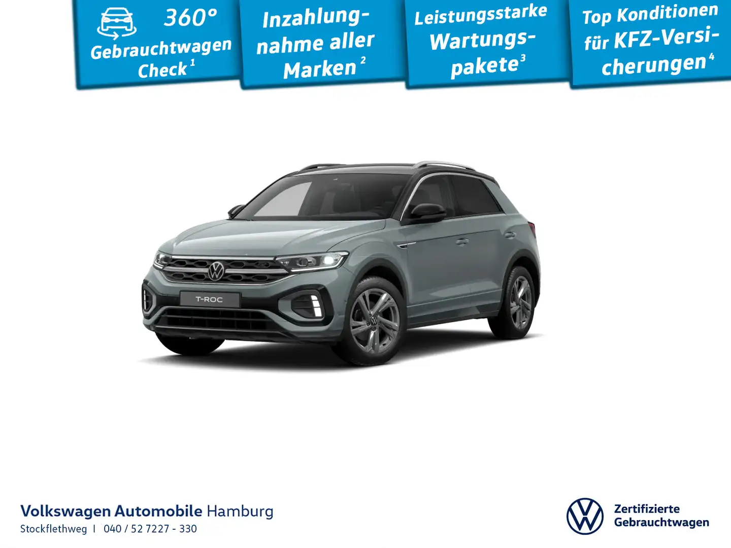 Volkswagen T-Roc 1.5 TSI R-Line DSG AHK Nav ACC CarPlay Cam Blau - 1