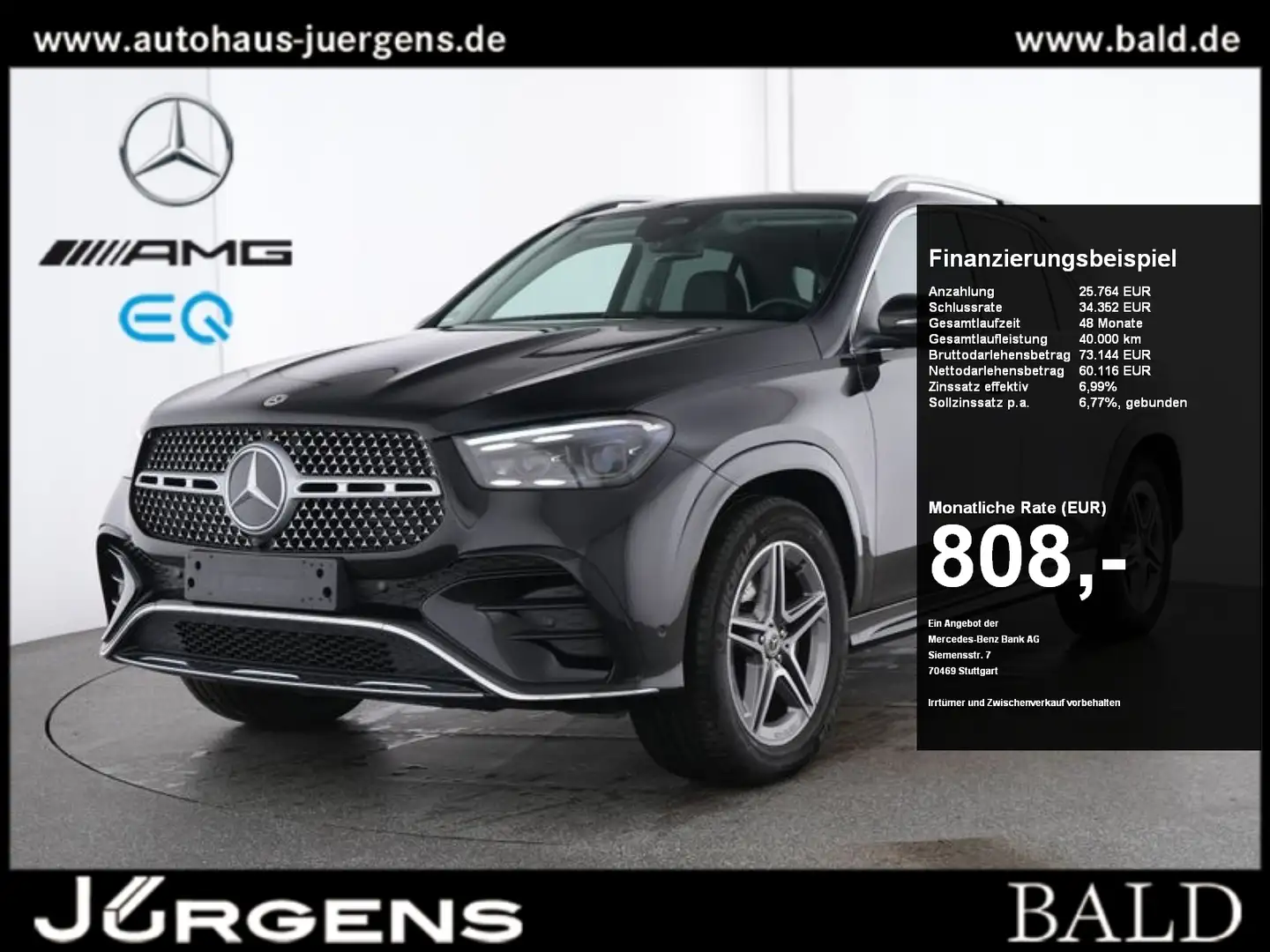 Mercedes-Benz GLE 300 d 4M AMG-Sport/Pano/StdHzg/AHK/Memo/360 Schwarz - 1